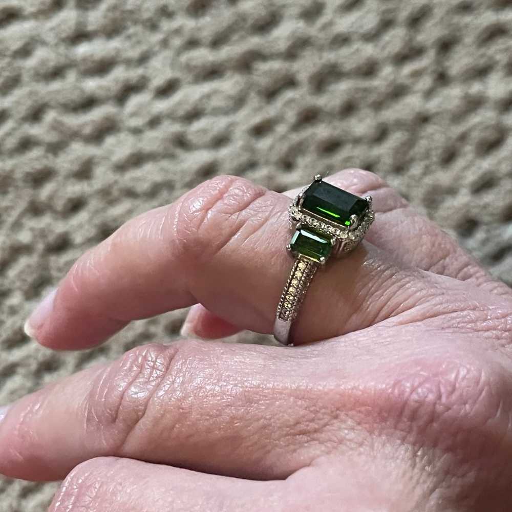 Chrome Diopside 3 Stone Rectangular Ring in Size 7 - image 6