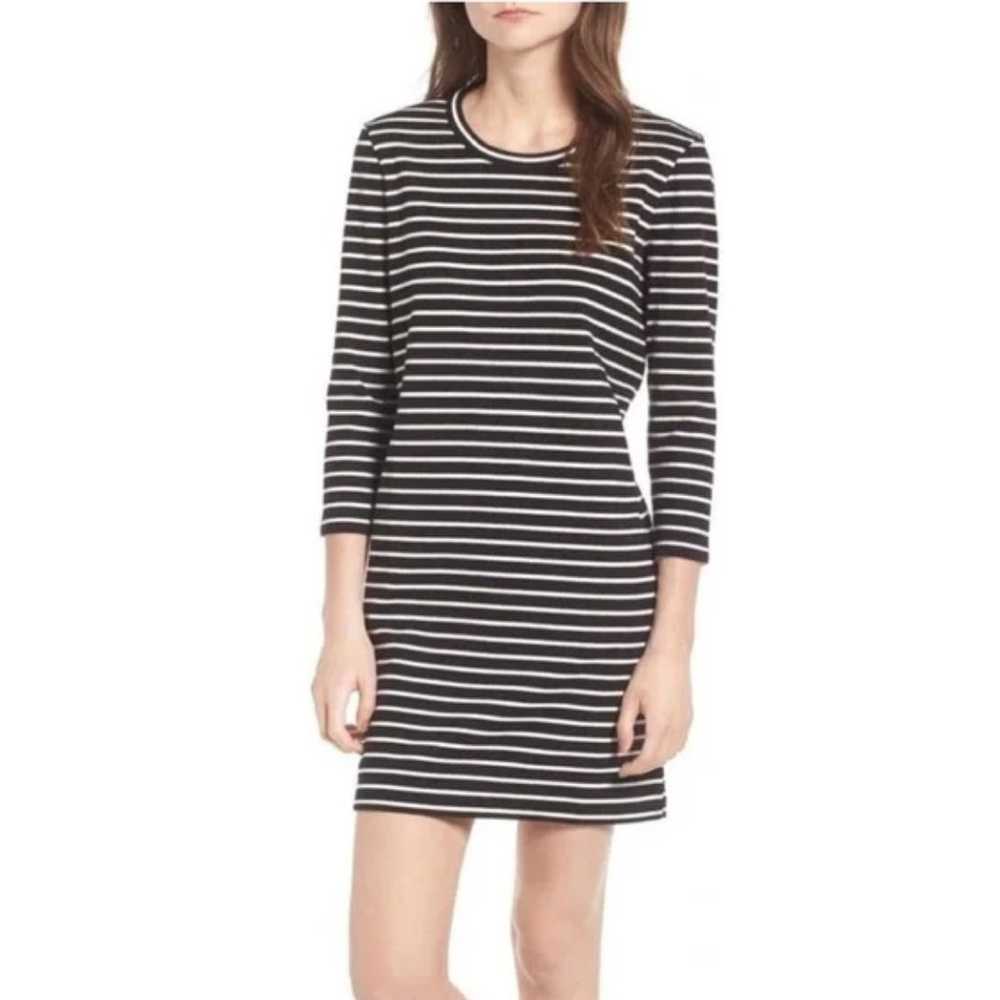 Madewell Striped Black White Keyhole Dress Size L… - image 12