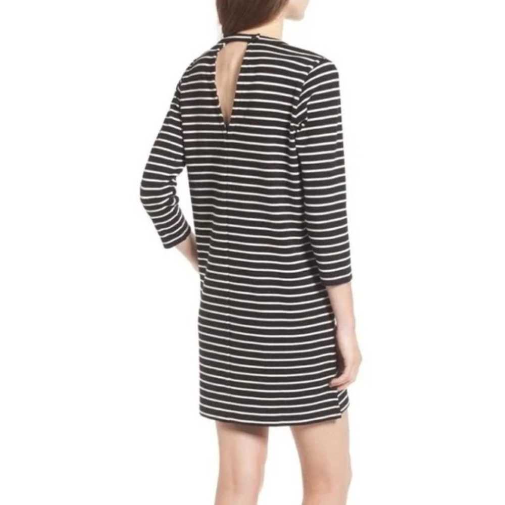 Madewell Striped Black White Keyhole Dress Size L… - image 3