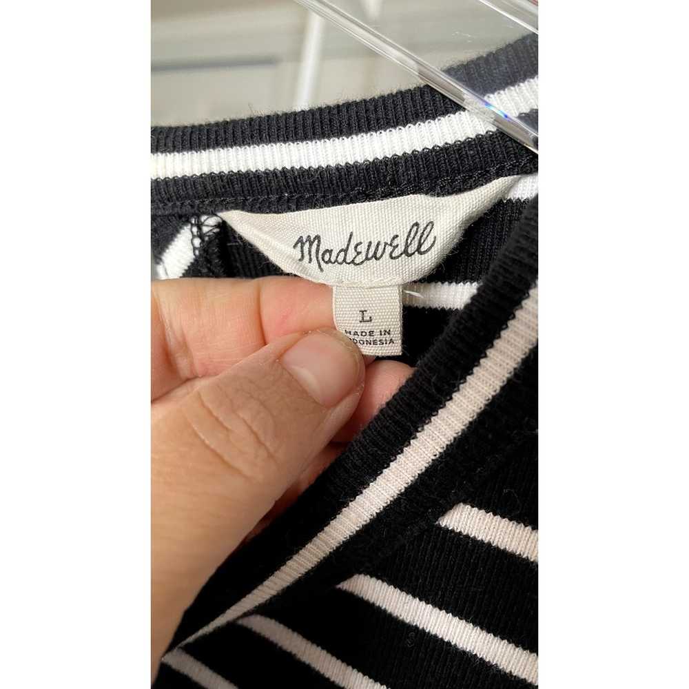 Madewell Striped Black White Keyhole Dress Size L… - image 4