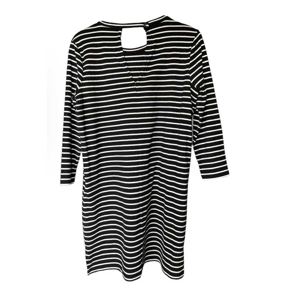 Madewell Striped Black White Keyhole Dress Size L… - image 6