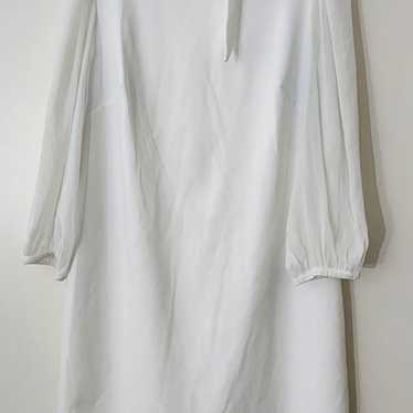 Calvin Klein White Sheer Long Sleeve Bow Dress Ch… - image 1