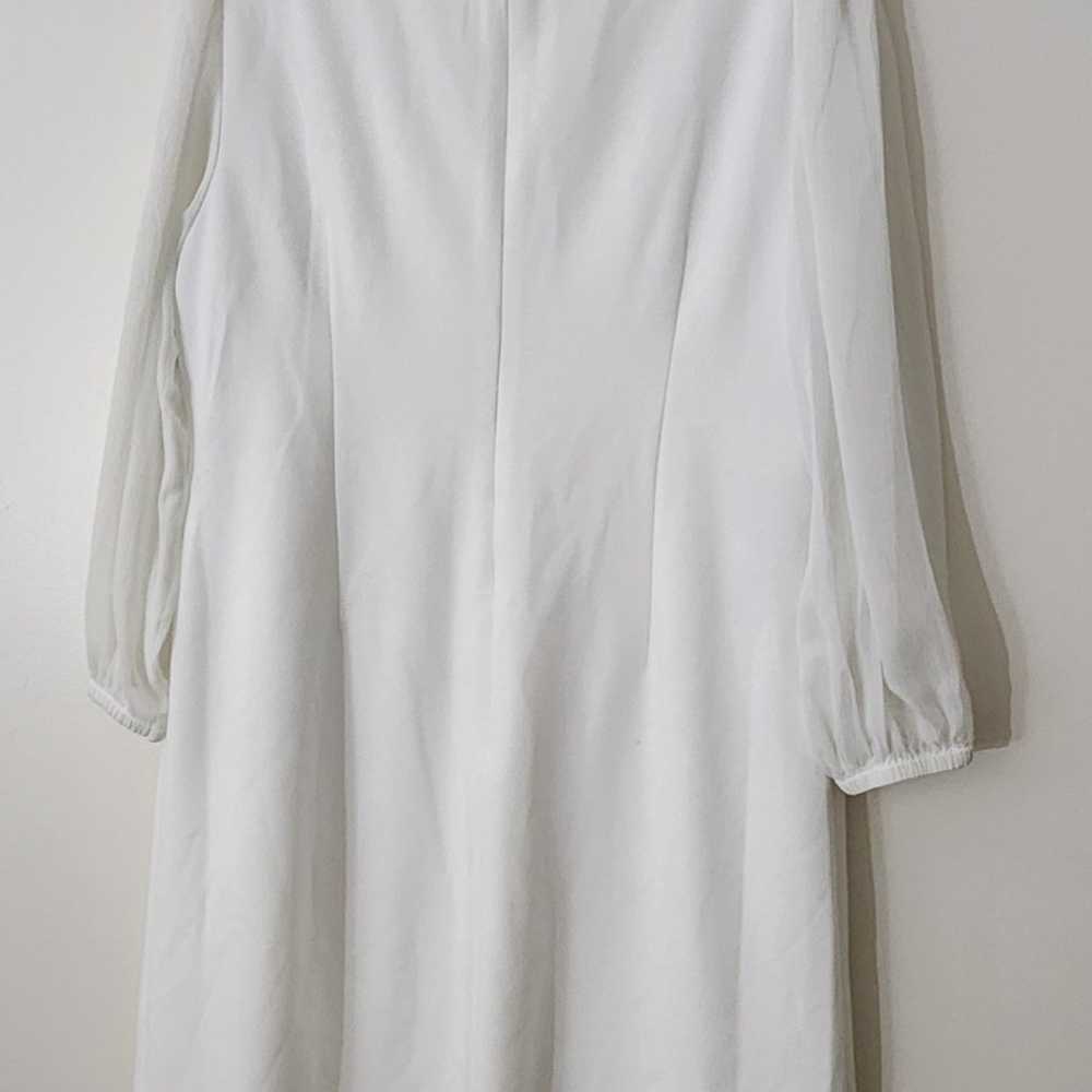 Calvin Klein White Sheer Long Sleeve Bow Dress Ch… - image 4