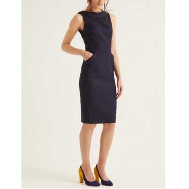 Boden - Martha Textured Sheath Dress - Navy Blue … - image 1