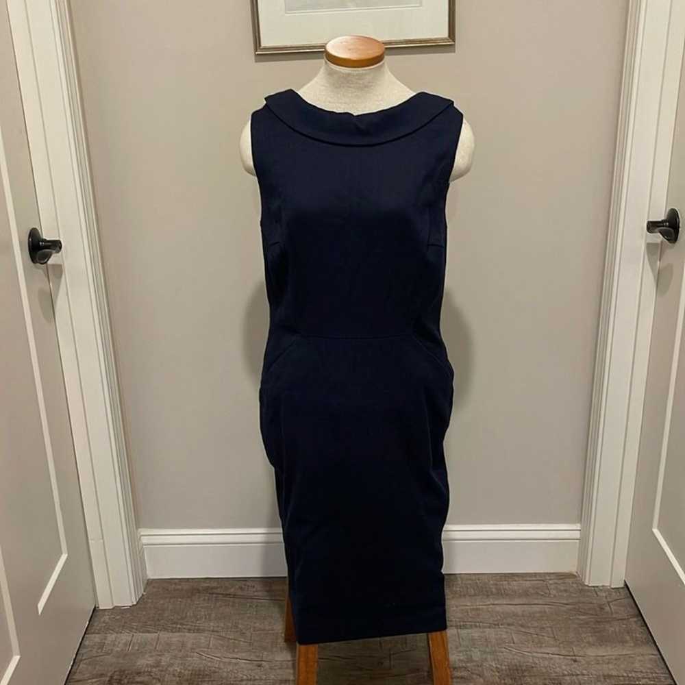 Boden - Martha Textured Sheath Dress - Navy Blue … - image 4