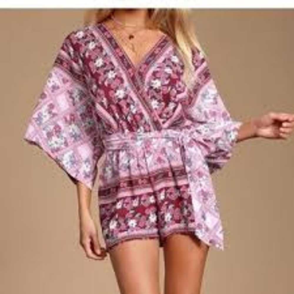 Lulus Dominica Pink Kimono Sleeve V-Neck Romper S… - image 2