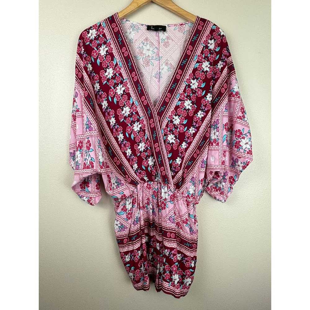 Lulus Dominica Pink Kimono Sleeve V-Neck Romper S… - image 3