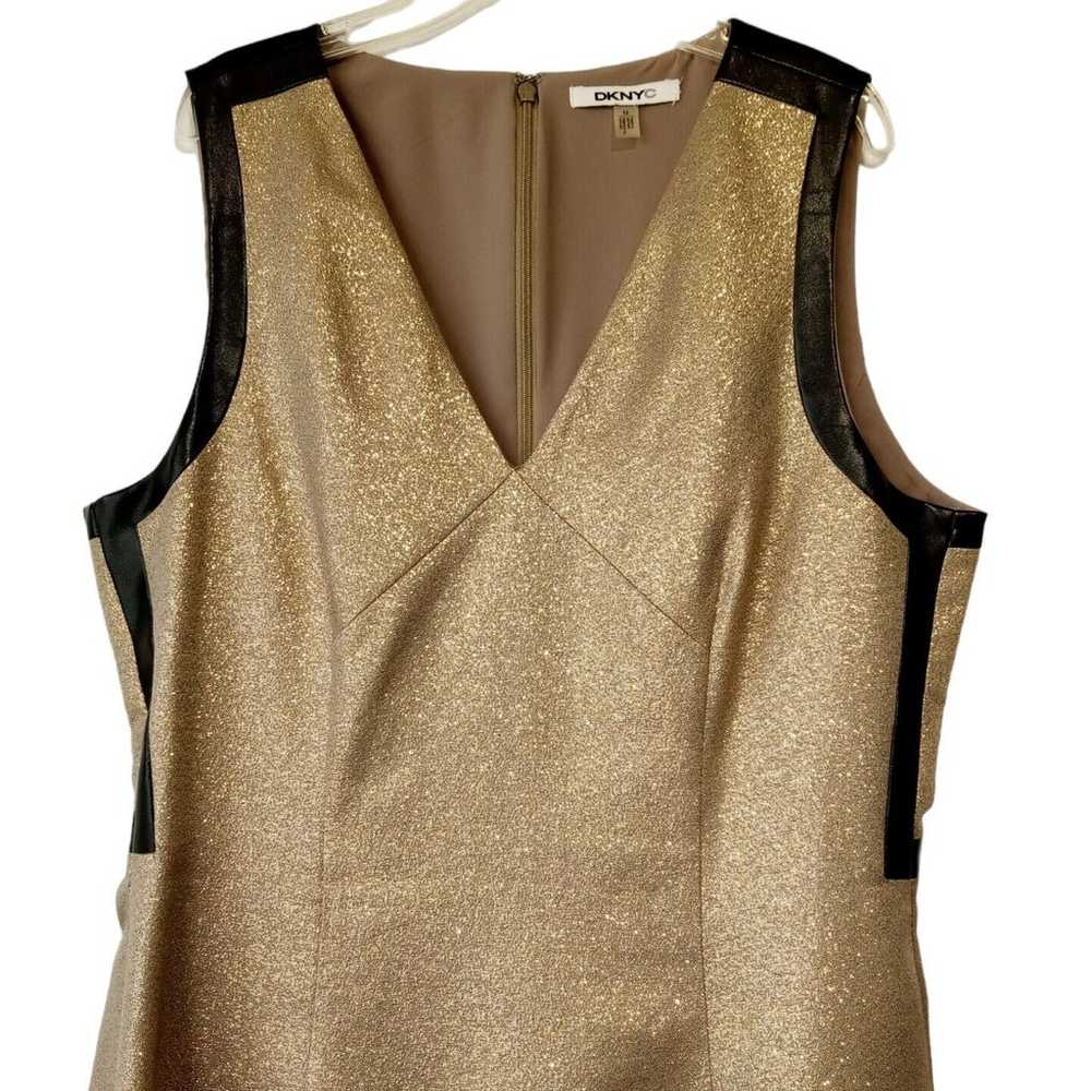 DKNYC Gold Metallic Cocktail  Dress sz 12  Black … - image 2