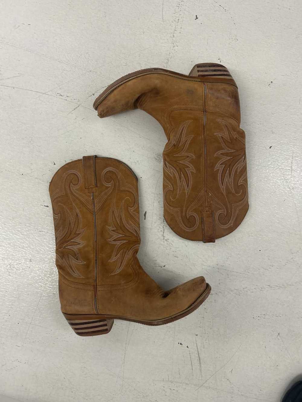 Designer Stylish Tan Leather Cowboy Boots - image 1