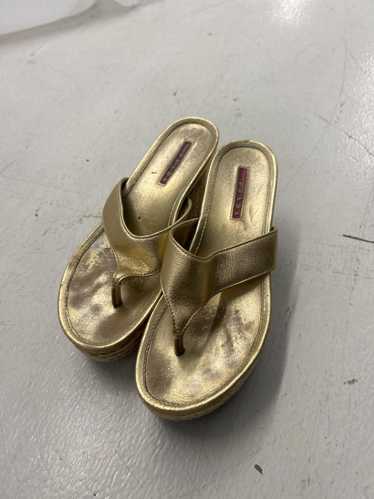 Designer Prada Gold Platform Flip Flops