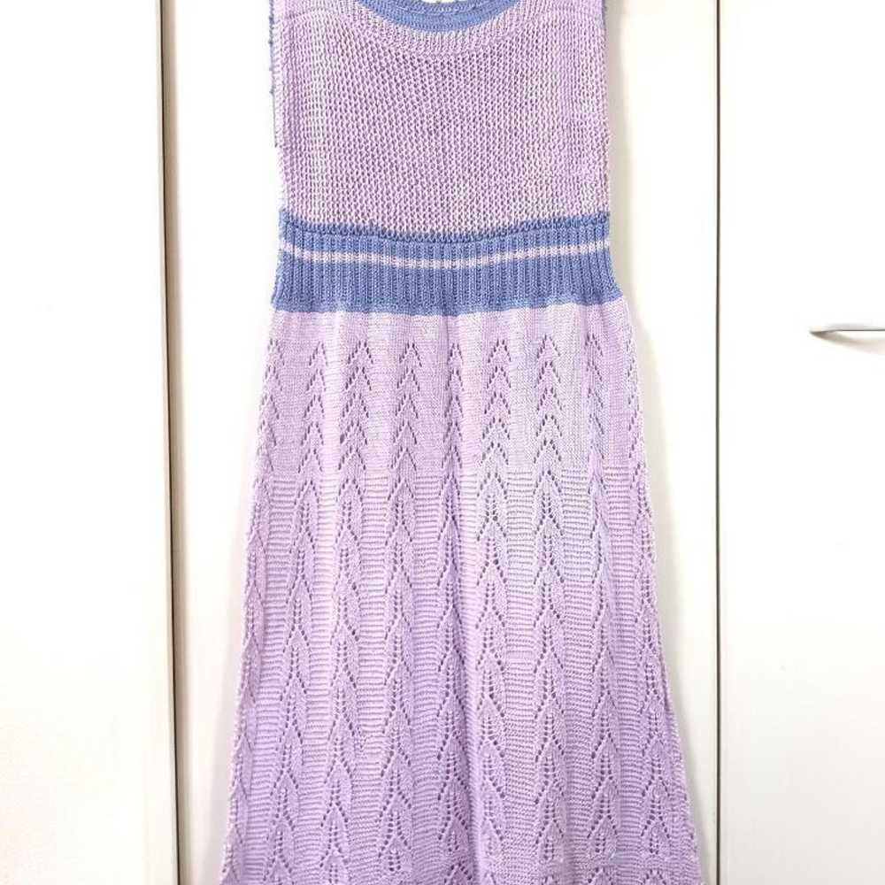 Hand-knitted lilac dress, size L. - image 1