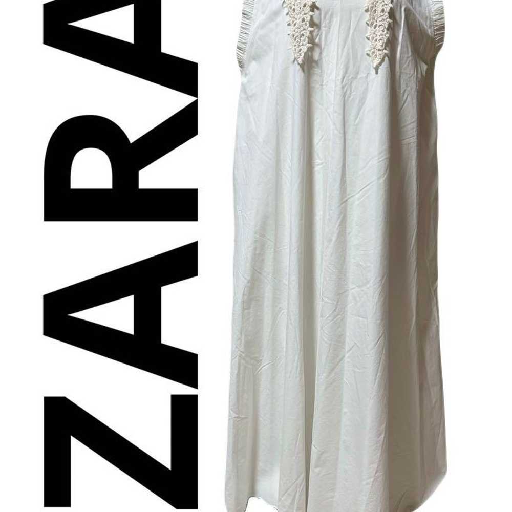 Like-New ZARA Sleeveless Long Dress White Quaker … - image 1