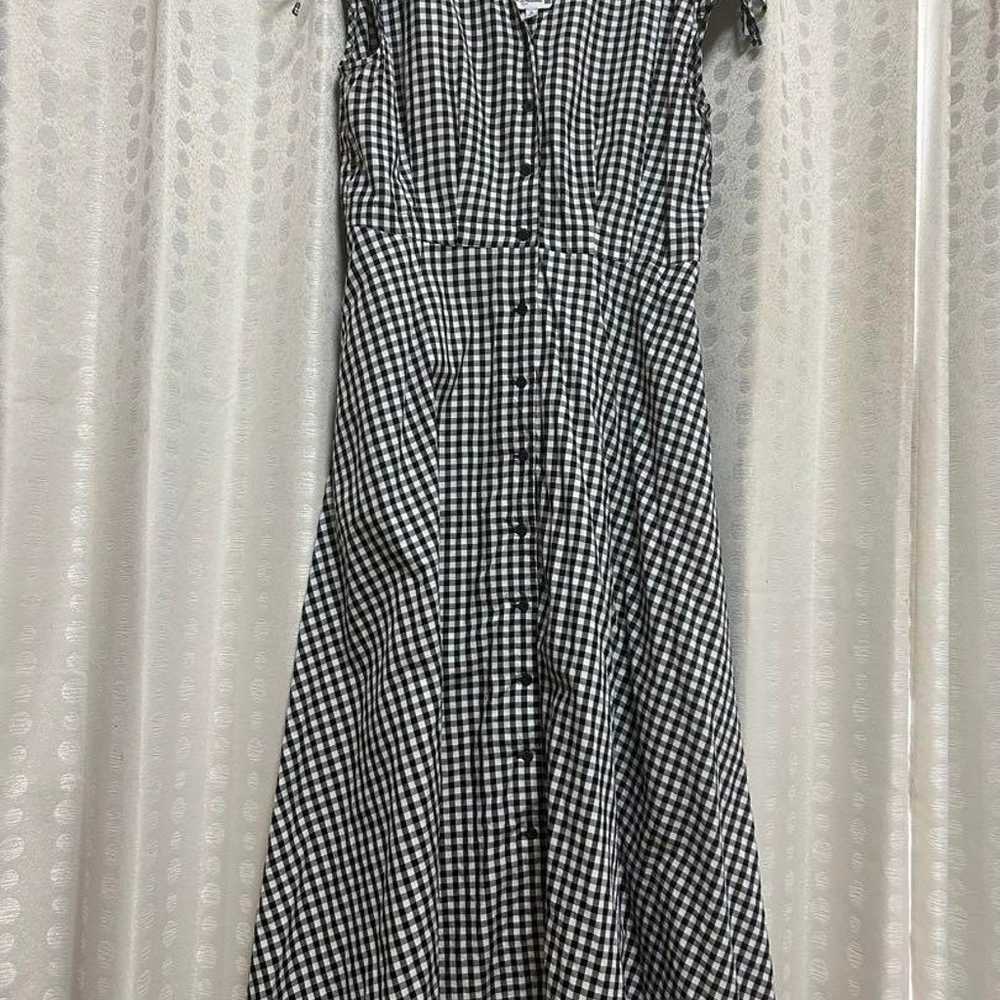 Uniqlo Ines Cotton Flare V-Neck One-Piece XL Check - image 3