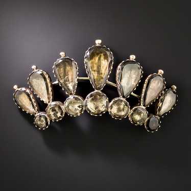 English Georgian Smoky Quartz Crown Brooch / Hair… - image 1