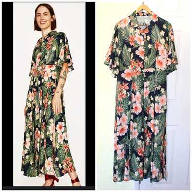 Zara Hawaiian Floral Print Women Maxi Dress Size … - image 1