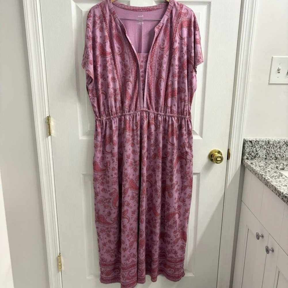 J. Jill purejill Border Print Maxi Dress 2X Pink … - image 2