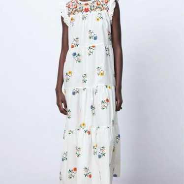 【ZARA】Midi Embroidered Dress - image 1