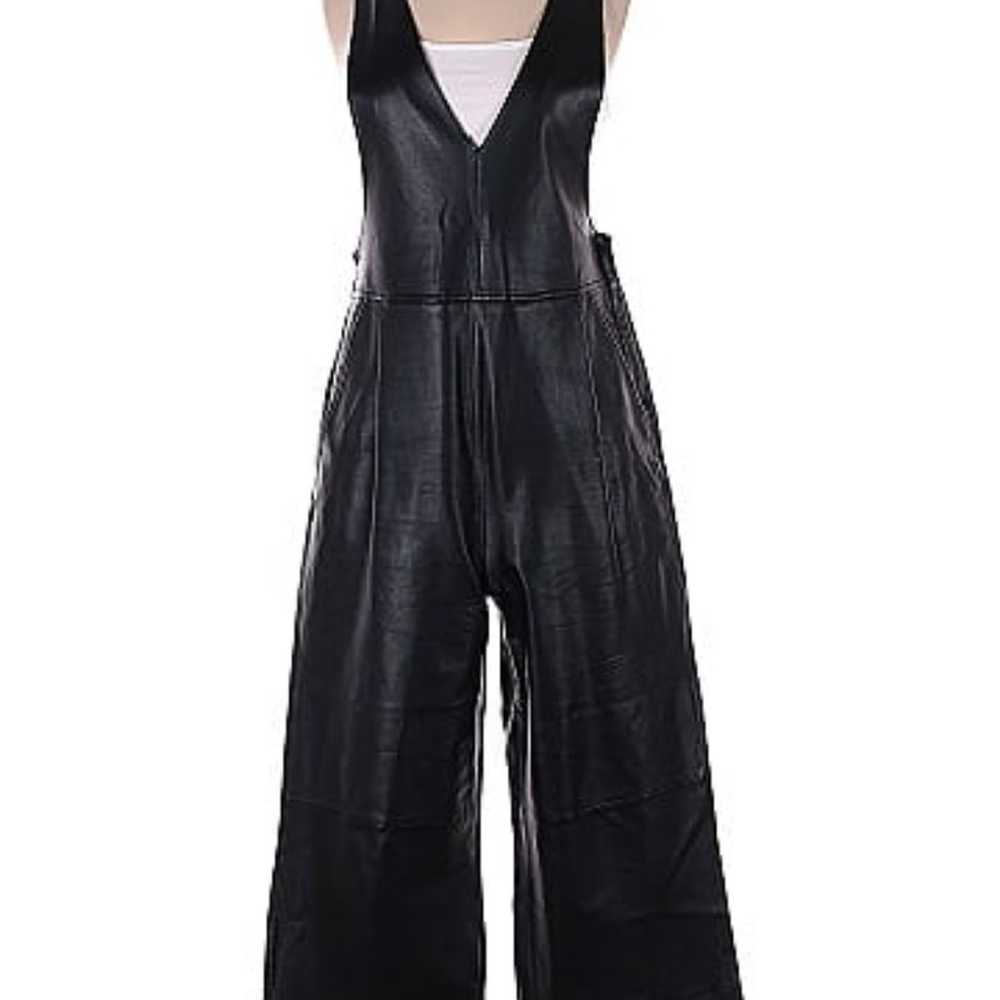 FREE PEOPLE black vegan leather jumpsuit S - image 7