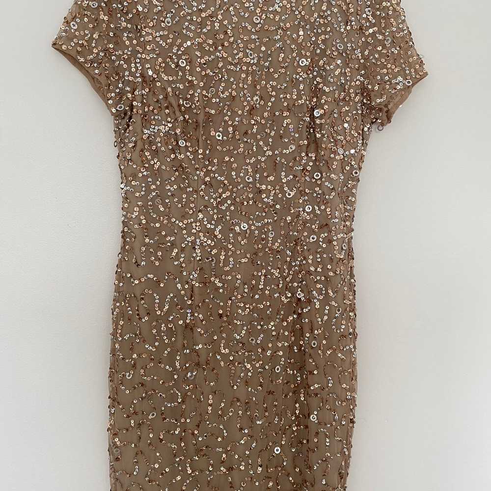 Adrianna Papell Sequin Cap Sleeve Rose Gold Dress… - image 1