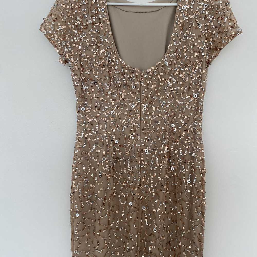 Adrianna Papell Sequin Cap Sleeve Rose Gold Dress… - image 2