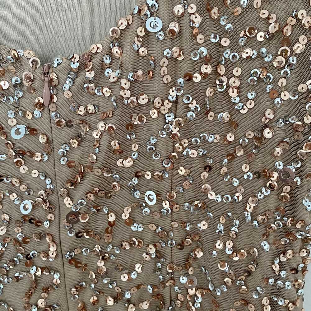 Adrianna Papell Sequin Cap Sleeve Rose Gold Dress… - image 3