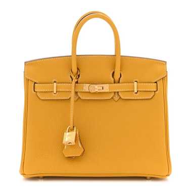 HERMES Togo Horseshoe Birkin 25 Jaune Ambre