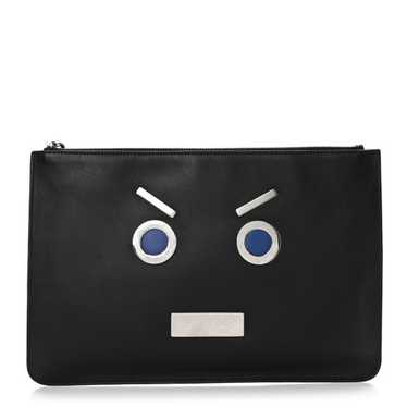 FENDI Calfskin Faces Pouch Black