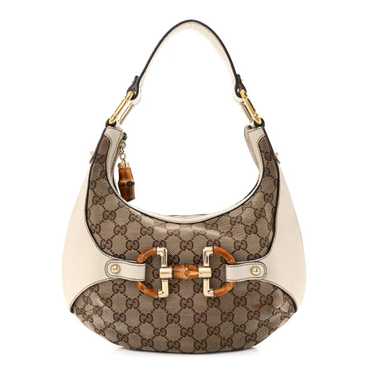 GUCCI Monogram Bamboo Horsebit Hobo Off White - image 1