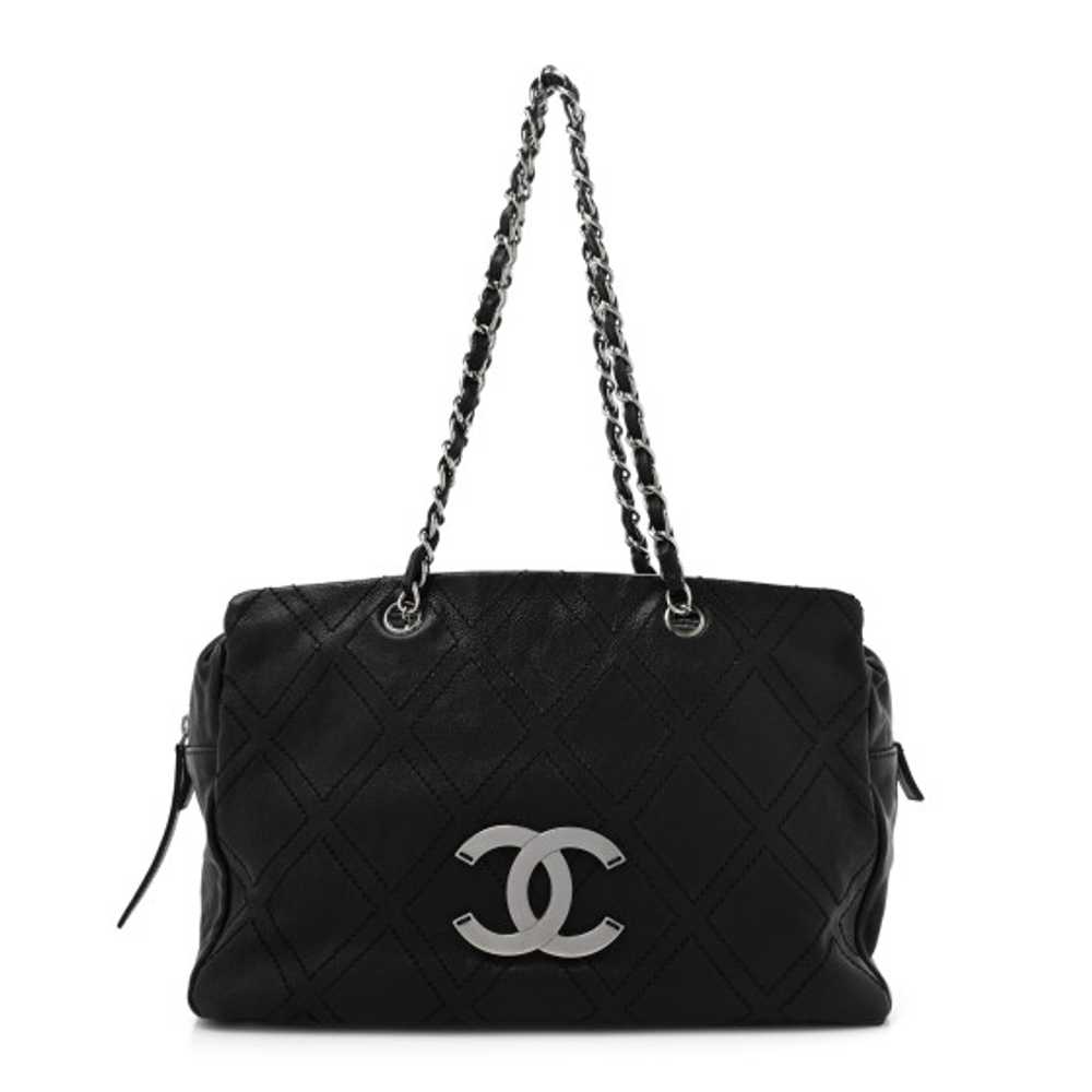 CHANEL Calfskin Large Diamond Stitch Tote Black - image 1