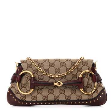 GUCCI Monogram Studded Small Horsebit Clutch Borde