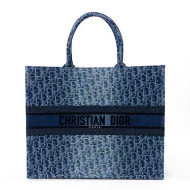 CHRISTIAN DIOR Oblique Denim Large Book Tote Blue - image 1