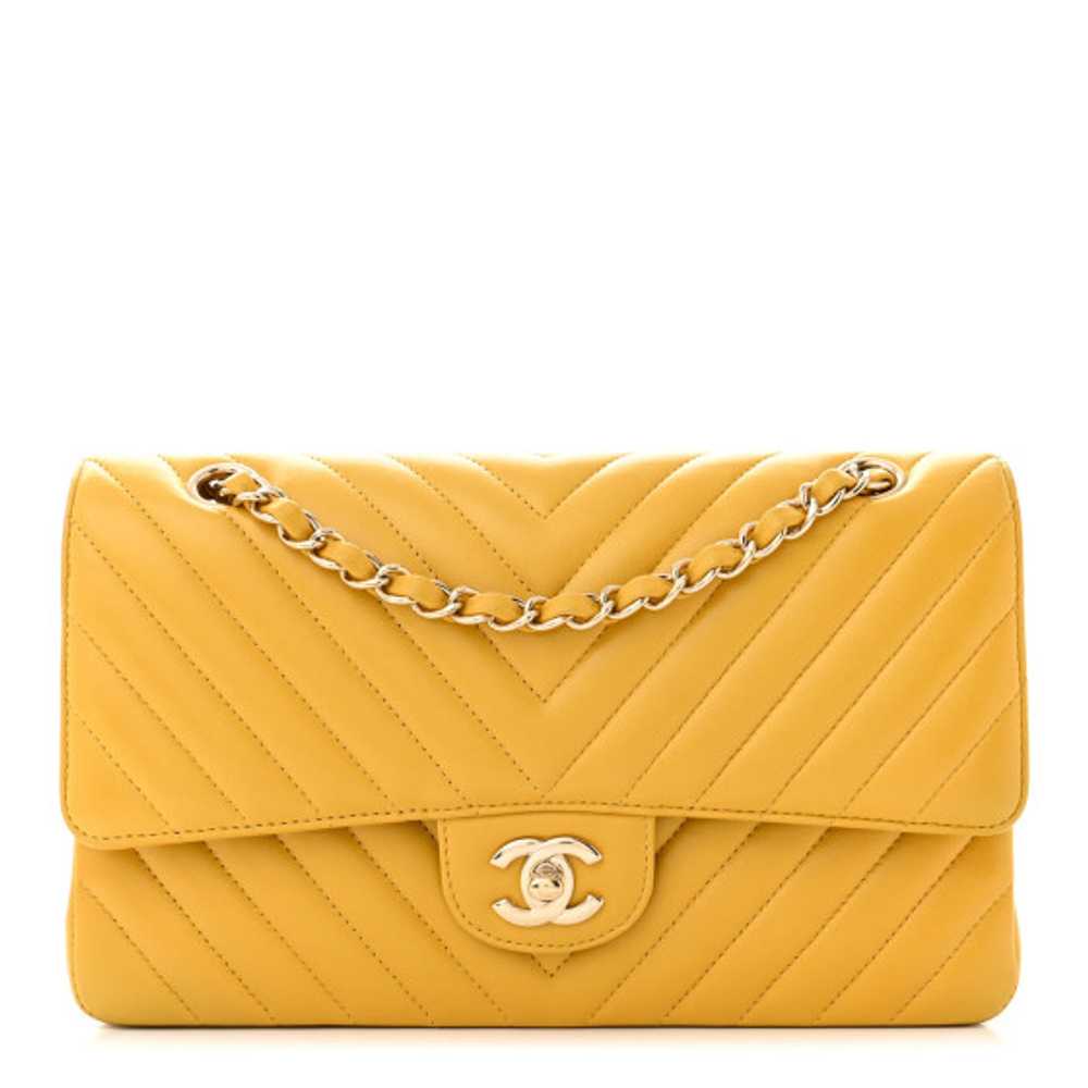 CHANEL Lambskin Chevron Quilted Medium Double Fla… - image 1