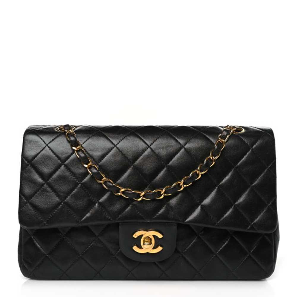 CHANEL Lambskin Quilted Medium Double Flap Black - image 1