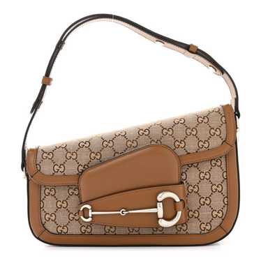 GUCCI Monogram Small Horsebit 1955 Asymmetric Sho… - image 1