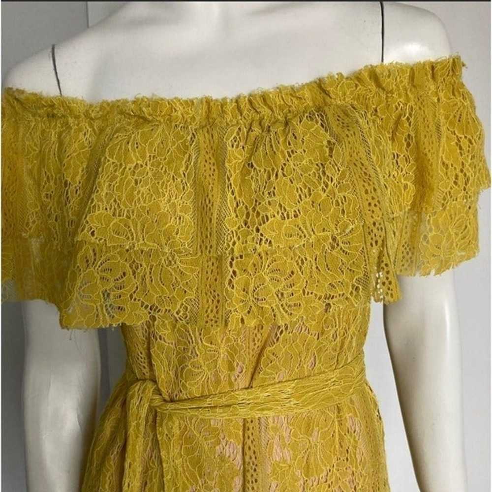 Sharagano Yellow Lace off shoulder Summer Dress s… - image 4