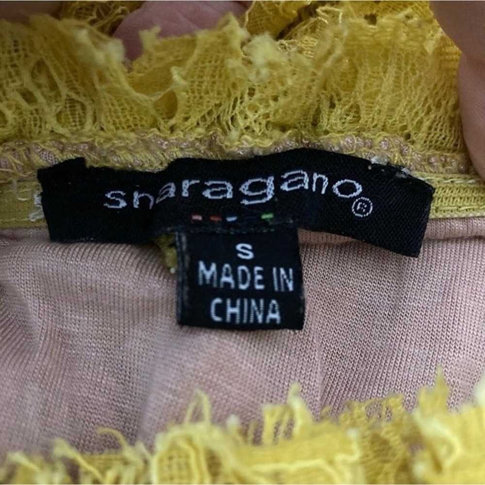 Sharagano Yellow Lace off shoulder Summer Dress s… - image 5