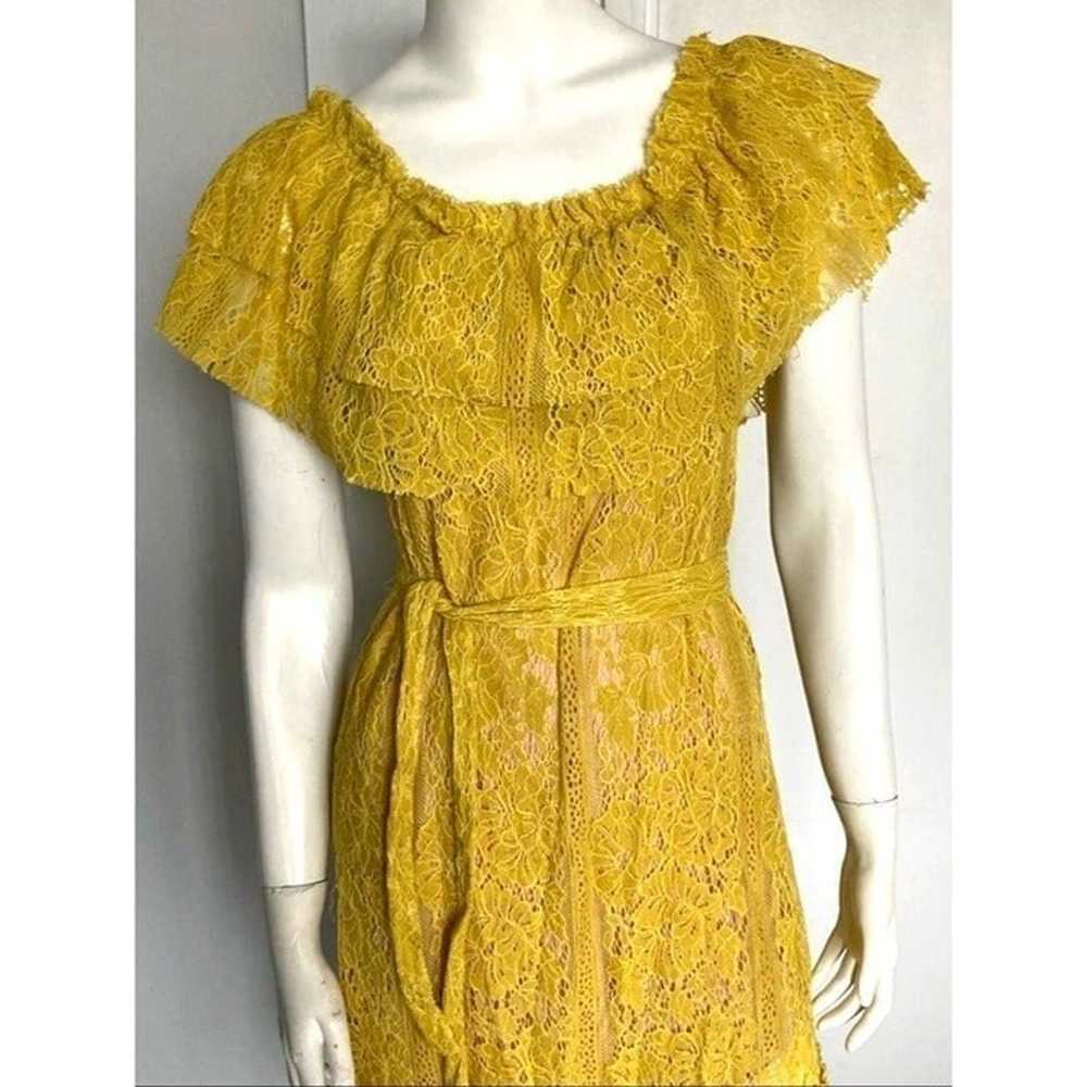 Sharagano Yellow Lace off shoulder Summer Dress s… - image 6