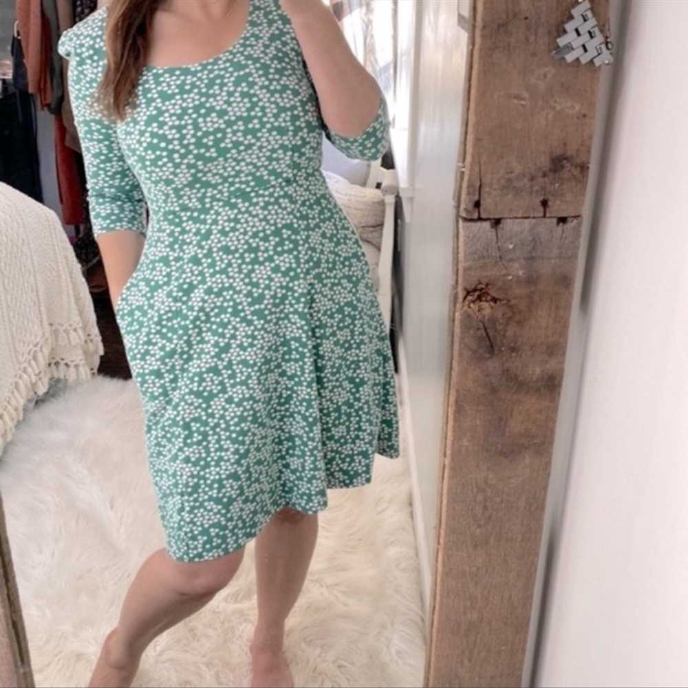 Boden green dot dress with pockets size 6 - image 2