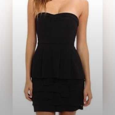 BCBGMaxAzria Black Strapless Layered Dress