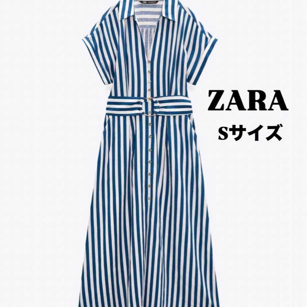 ZARA Striped Linen Blend Shirt Dress Size S. - image 1