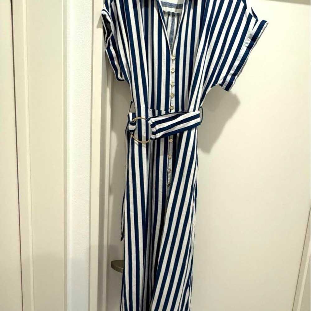 ZARA Striped Linen Blend Shirt Dress Size S. - image 3