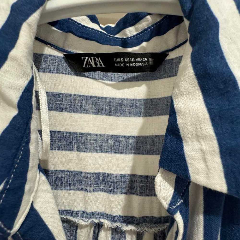 ZARA Striped Linen Blend Shirt Dress Size S. - image 4