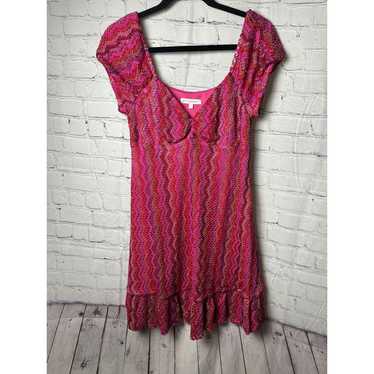 Betsey Johnson Vibrant Pink Chevron Knit Dress Spa