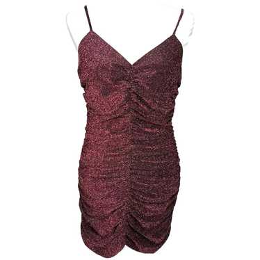 Lulus Dress Ruched Y2K Mini Burgundy Maroon Shimme