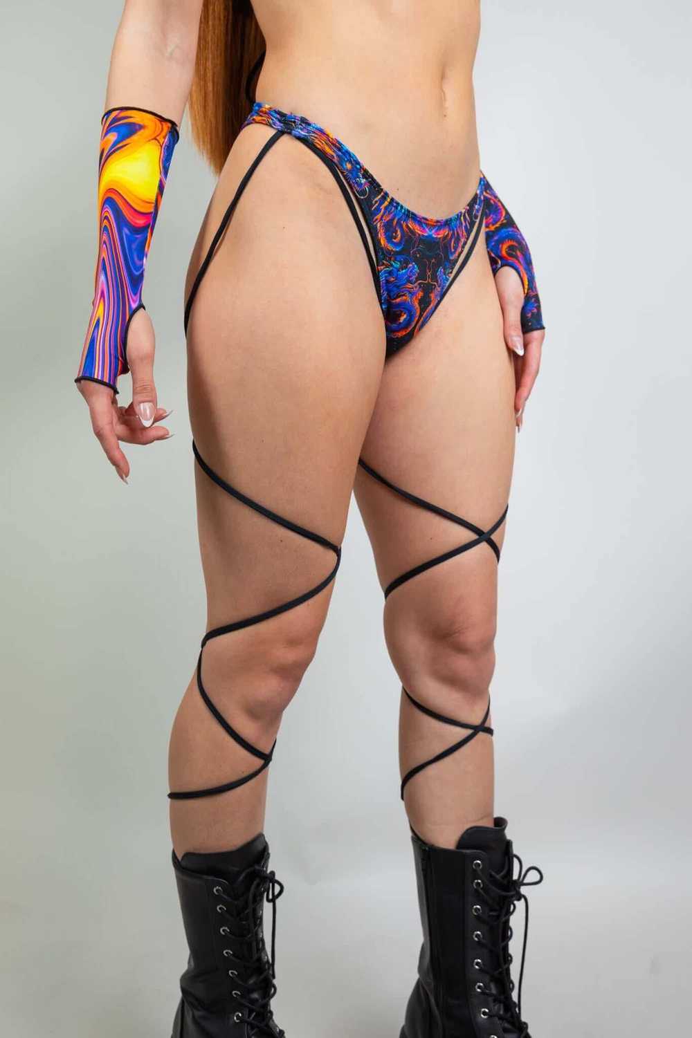 Freedom Rave Wear ShadowFlame High Hip Strappy Bo… - image 2