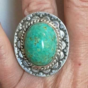 Navajo Sonoran Gold Turquoise Sterling Silver Uni… - image 1