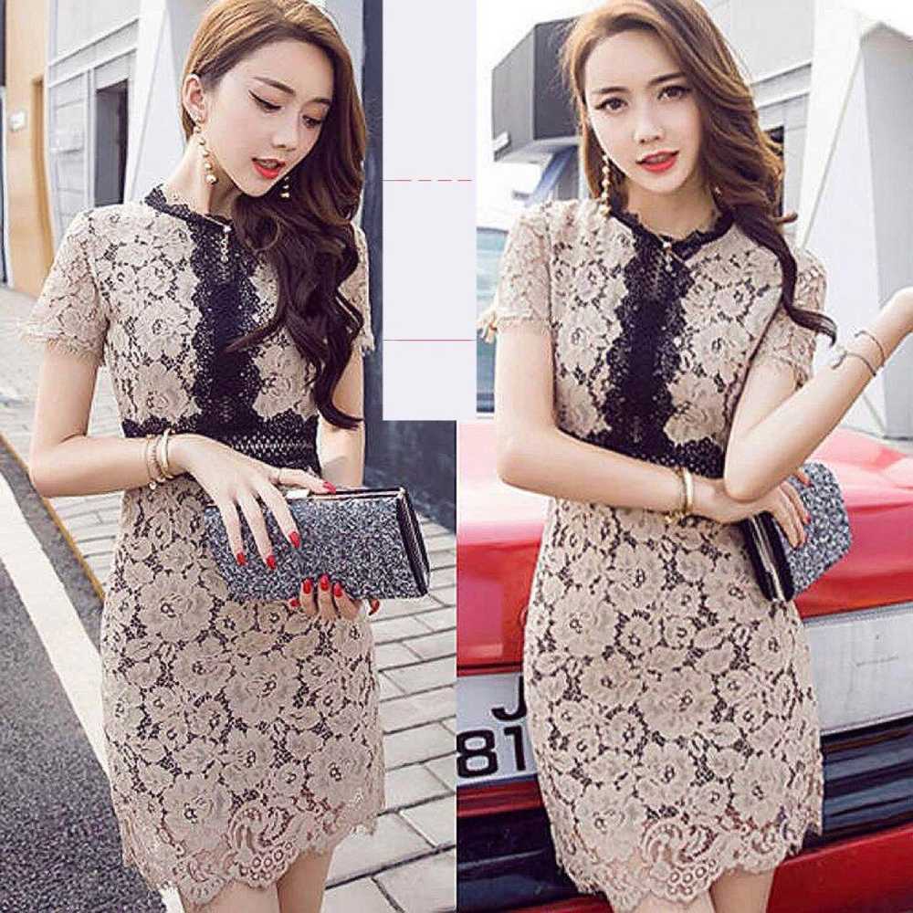 L Total Lace Korean One Piece Cabaret Dress Tight… - image 2