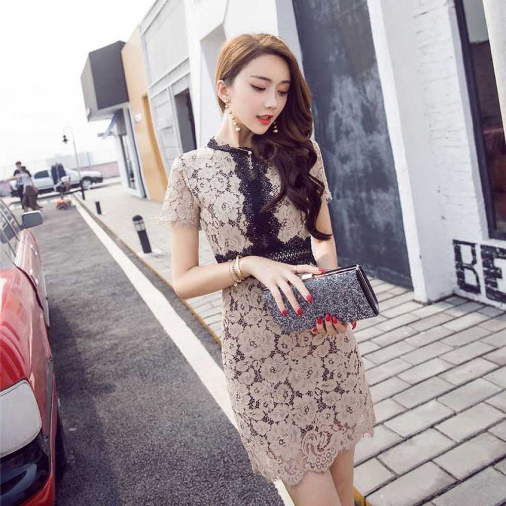 L Total Lace Korean One Piece Cabaret Dress Tight… - image 3