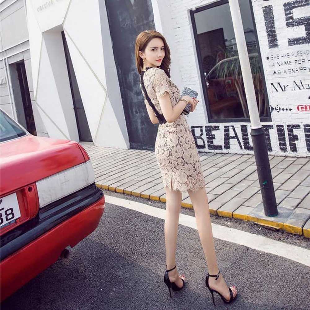 L Total Lace Korean One Piece Cabaret Dress Tight… - image 5