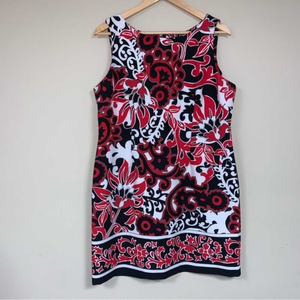 PERCEPTIONS Sheath Mini Dress 16 P Red Black Whit… - image 1